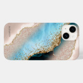 エレガントなローズゴールドラメターコイズマーブル Case-Mate iPhoneケース (裏面 (横))