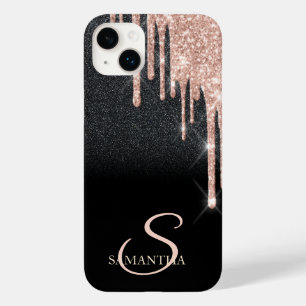 エレガントなローズゴールドラメドリップス ブラックラメ Case-Mate iPhone 14 PLUSケース