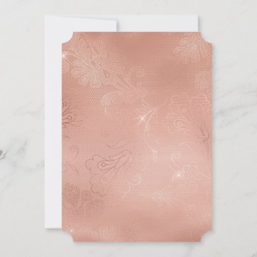 エレガントなローズゴールドレースのウェディング 招待状 (裏面)