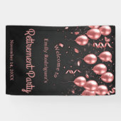 エレガントなローズゴールド風船 黒の退職パーティー 横断幕 (横)