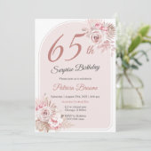 エレガントなローズゴールド６５歳サプライズバースデーパーティー 招待状 (スタンド正面)