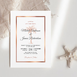 エレガントなローズゴールド+コッパー パームツリー 大理石の結婚式 招待状