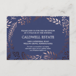 エレガントなローズゴールド＆ネイビーの結婚式の受付カード エンクロージャーカード