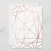 エレガントなローズゴールド & ネイビーブルーの幾何学的なメニュー 招待状 (裏面)