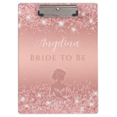 エレガントなローズゴールド ラックス シマー ブライダル シャワー クリップボード (正面)