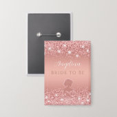 エレガントなローズゴールド ラックス シマー ブライダル シャワー 缶バッジ (正面/裏面)