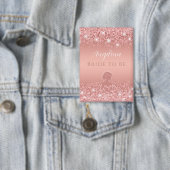 エレガントなローズゴールド ラックス シマー ブライダル シャワー 缶バッジ (インサイチュ)