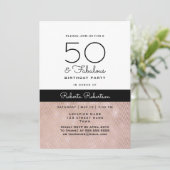 エレガントなローズゴールド 50歳の誕生日 招待状 (スタンド正面)