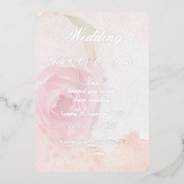 エレガントなローズシルバー 箔招待状