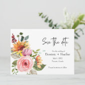 エレガントなローズスタイルと写真の結婚式招待状 セーブザデート (スタンド正面)