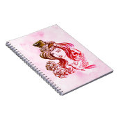 エレガントなローズピンクのコーヒー手塗りの芸術のノート ノートブック (右側)
