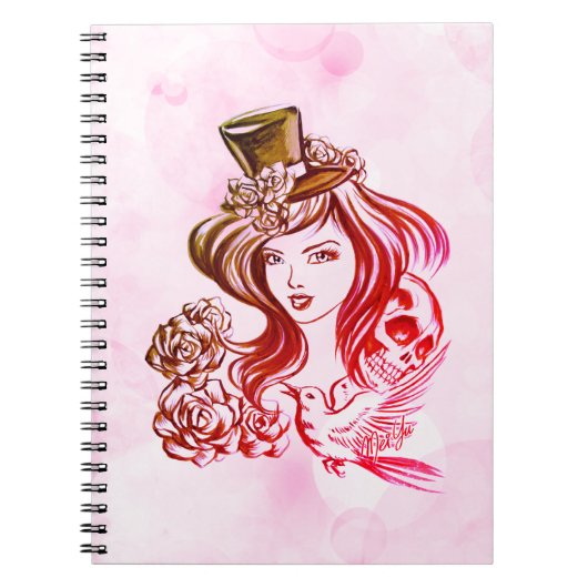 エレガントなローズピンクのコーヒー手塗りの芸術のノート ノートブック (正面)