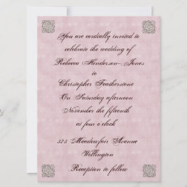 エレガントなローズピンクのヴィンテージ結婚式招待状 招待状