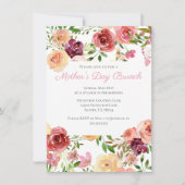 エレガントなローズピンクの牡丹の花のマザーズデイブランシュ 招待状 (正面)