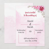 エレガントなローズフラワーカスタマイズウェディング 招待状 (正面/裏面)