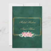 エレガントなローズモスク ゴールド グリーン イスラム教 ムスリムの結婚式 招待状 (裏面)