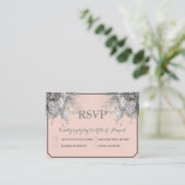 エレガントなローズ グレー＆グレー メニュー選択 RSVP ポストカード (スタンド正面)