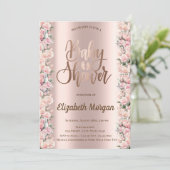 エレガントなローズ シック ローズゴールド ベビーシャワー 招待状 (スタンド正面)