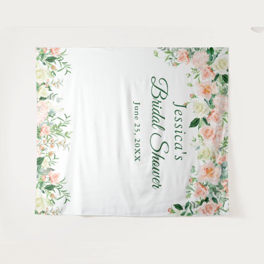 エレガントなローズ ブライダルシャワー フォトブース 背景 タペストリー (正面(横))