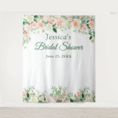 エレガントなローズ ブライダルシャワー フォトブース 背景 タペストリー (正面)