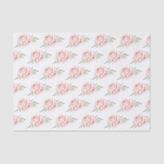 エレガントなローズ ブラッシュピンク フラワーデザイン 薄葉紙 (正面)