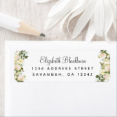 エレガントなローズ ホワイト ウェディング 返信住所 ラベル (インサイチュ)