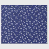 エレガントなローズ ミッドナイトブルー ウェディングパーティ シームレス ラッピングペーパー (フラット)