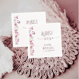 エレガントなローズ ルビー ワイルドフラワー ブライダル シャワー スタンダードカクテルナプキン