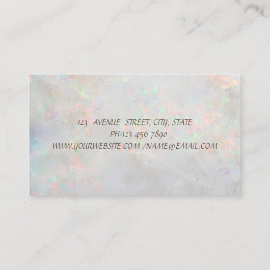 エレガントなロータスゴールドのコンフェッティカップケーキオパール 名刺 (裏面)