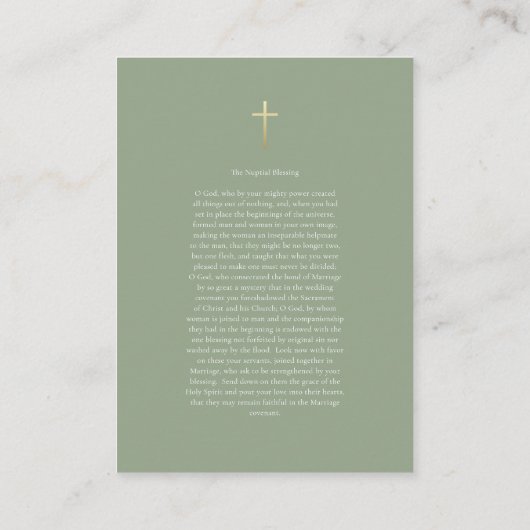 エレガントなローマカトリックの結婚式の写真入り祈祷カード プレイスカード (裏面)