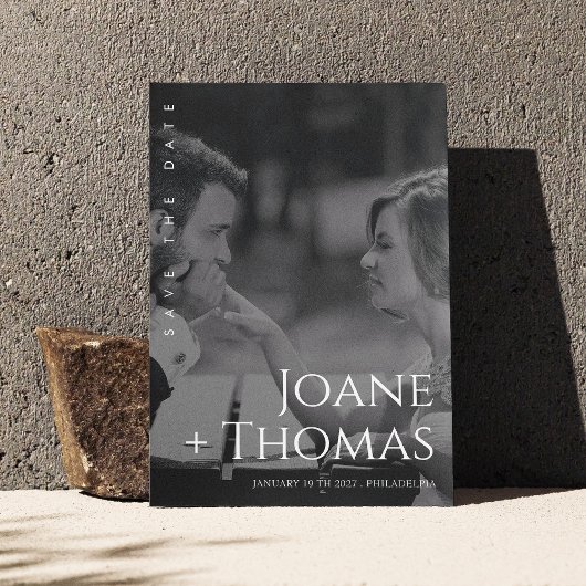 エレガントなローマン フォントの写真 ウェディング セーブ・ザ・デート