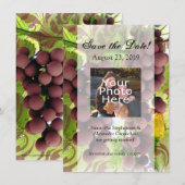 エレガントなワイナリー パープル/グリーン フォト セーブ・ザ・デート (正面/裏面)