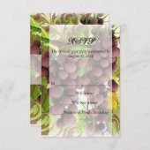 エレガントなワイナリー パープル グレープ ウェディング 小さな出欠確認カード 出欠カード (正面/裏面)