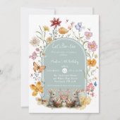 エレガントなワイルドフラワーのイースター誕生日パーティー 招待状 (正面)