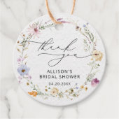 エレガントなワイルドフラワーのブライズシャワーのお礼 フェイバータグ (正面)