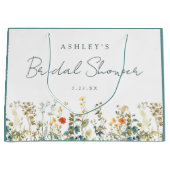 エレガントなワイルドフラワーのブライズシャワー ラージペーパーバッグ (正面)
