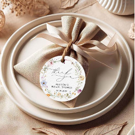 エレガントなワイルドフラワーのブライダルシャワーのお礼 フェイバータグ