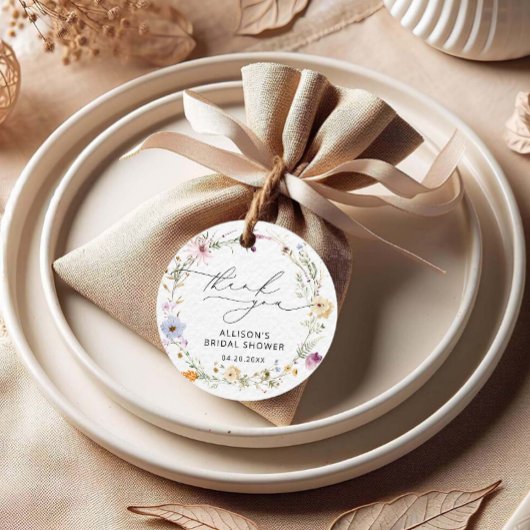 エレガントなワイルドフラワーのブライダルシャワーのお礼 フェイバータグ
