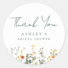 エレガントなワイルドフラワーのブライダルシャワーのお礼 ラウンドシール