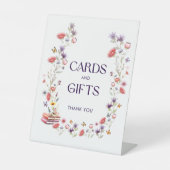 エレガントなワイルドフラワーのブライダルシャワーカードとギフト 台座サイン (正面)