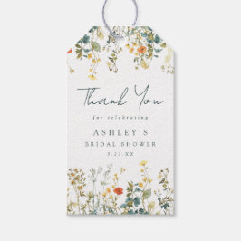 エレガントなワイルドフラワーのブライダルシャワー ギフトタグ
