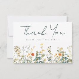 エレガントなワイルドフラワーのブライダルシャワー サンキューカード