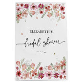 エレガントなワイルドフラワーのブライダルシャワー ミディアムペーパーバッグ (正面)