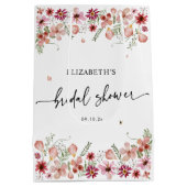 エレガントなワイルドフラワーのブライダルシャワー ミディアムペーパーバッグ (裏面)