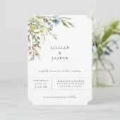 エレガントなワイルドフラワーのブーケ ウェディング招待状 案内状 (スタンド正面)