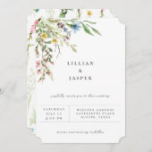 エレガントなワイルドフラワーのブーケ ウェディング 招待状 (正面/裏面)