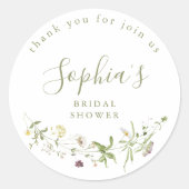 エレガントなワイルドフラワーのボヘミアンティックな花嫁のシャワー ラウンドシール (正面)