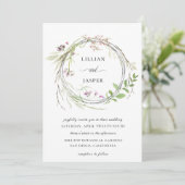 エレガントなワイルドフラワーのリース ウェディング 招待状 (スタンド正面)