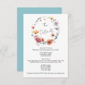 エレガントなワイルドフラワーのリース 夏の結婚式の詳細 エンクロージャーカード (正面/裏面)