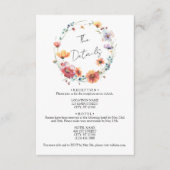 エレガントなワイルドフラワーのリース 夏の結婚式の詳細 エンクロージャーカード (正面)